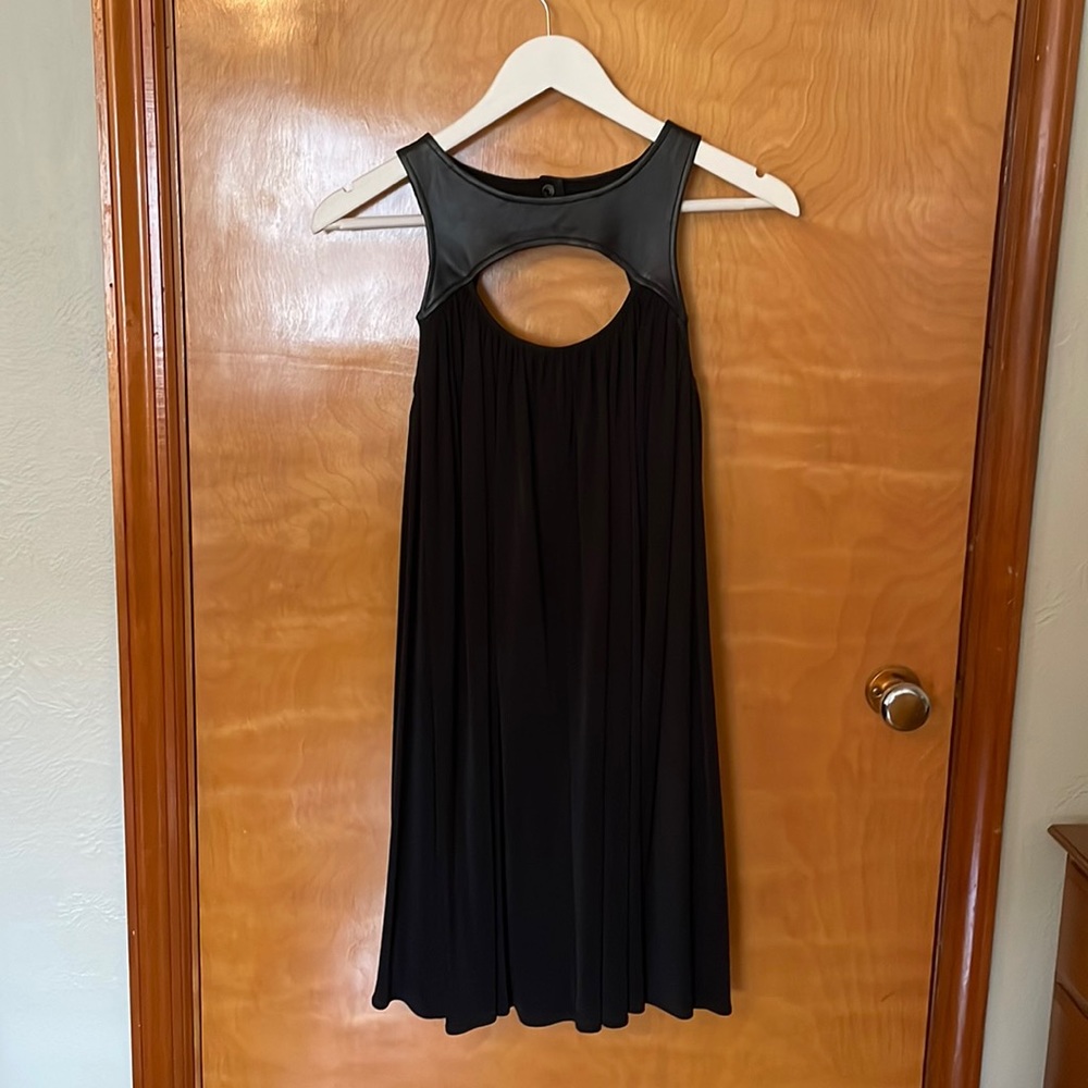 Mara Hoffman silk and leather black mini dress